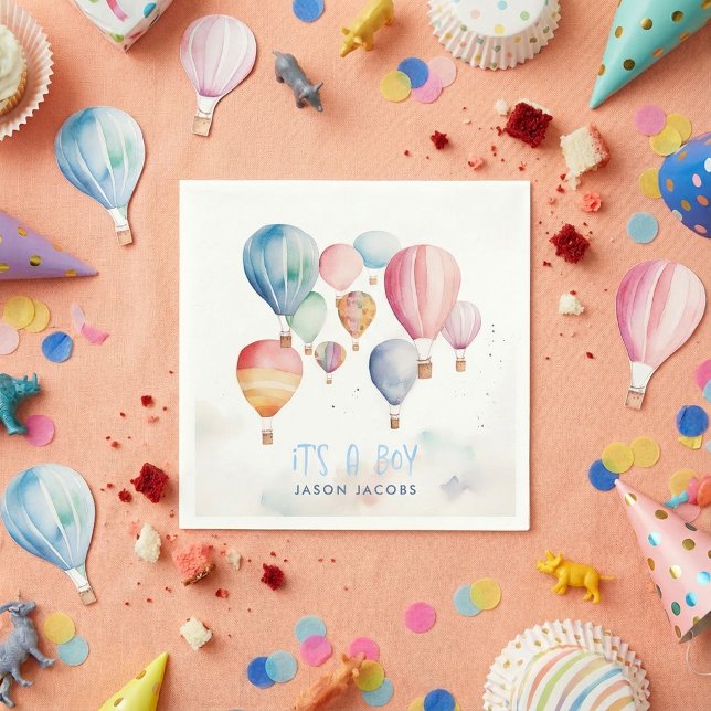 Flying hot air balloons its a boy paper fun napkin (Creator Uploaded)