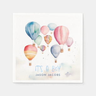 Flying hot air balloons its a boy paper fun napkin