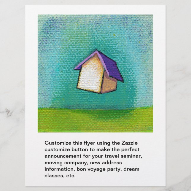 Flying house travelling home fun colourful happy a flyer (Front)