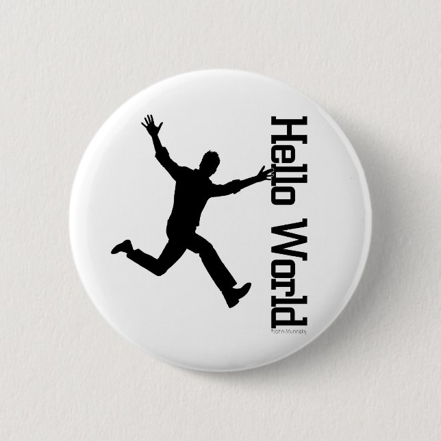 Flying Human Figure Profile Black/White Graphic Ar 2 Inch Round Button (Front)