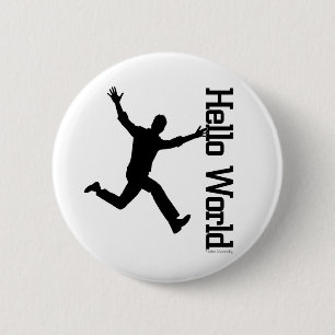 Flying Human Figure Profile Black/White Graphic Ar 2 Inch Round Button