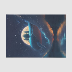 Flying Humpback Whale Moonlight Sea Starry Forests Tissue Paper