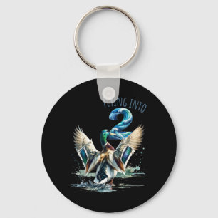 Flying Into 2 Duck Hunting 2nd Birthday Party 2 Ye Keychain