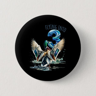 Flying Into 3 Duck Hunting 3rd Birthday Party 3 Ye 2 Inch Round Button