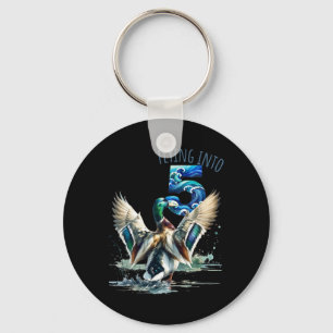 Flying Into 5 Duck Hunting 5th Birthday Party 5 Ye Keychain