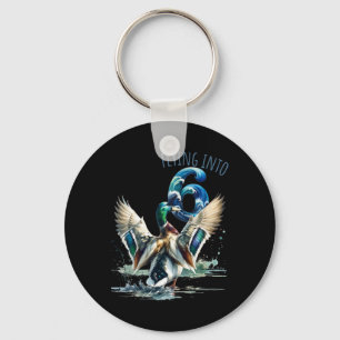 Flying Into 6 Duck Hunting 6th Birthday Party 6 Ye Keychain