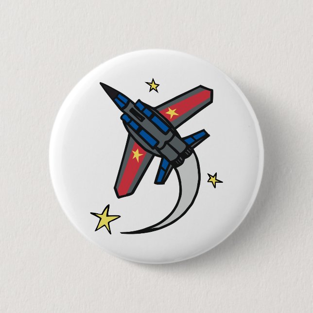 Flying Jet Plane 2 Inch Round Button (Front)