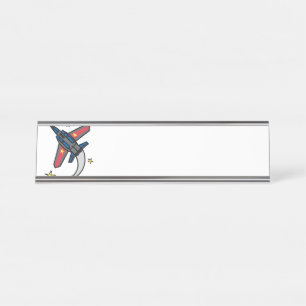 Flying Jet Plane Desk Name Plate