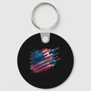 Flying Jets American Flag Usa Patriotic 4th Of Jul Keychain