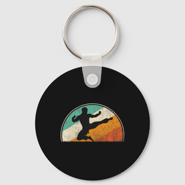 Flying Kick Silhouette  Keychain (Front)