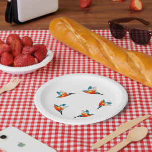 Flying Kingfisher Paper Plate