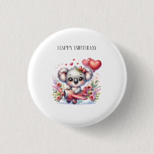 Flying Koala Birthday 1 Inch Round Button