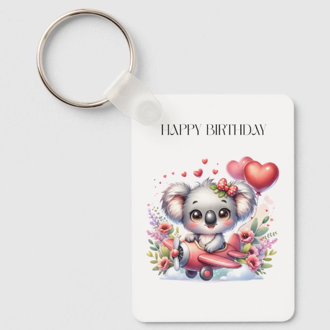 Flying Koala Birthday Keychain (Front)