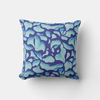 Flying Leaves | Blue Leaf Pattern Throw Pillow