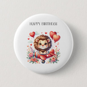 Flying Lion Birthday 2 Inch Round Button
