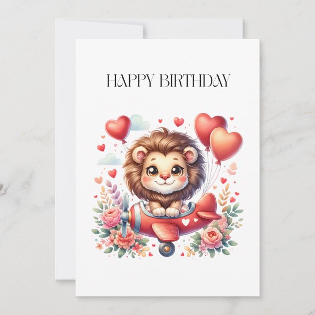 Flying Lion Birthday Card (Front)