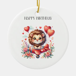 Flying Lion Birthday Ceramic Ornament