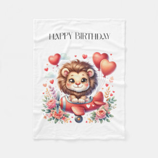 Flying Lion Birthday Fleece Blanket