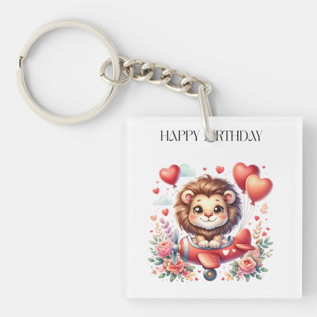 Flying Lion Birthday Keychain (Front)