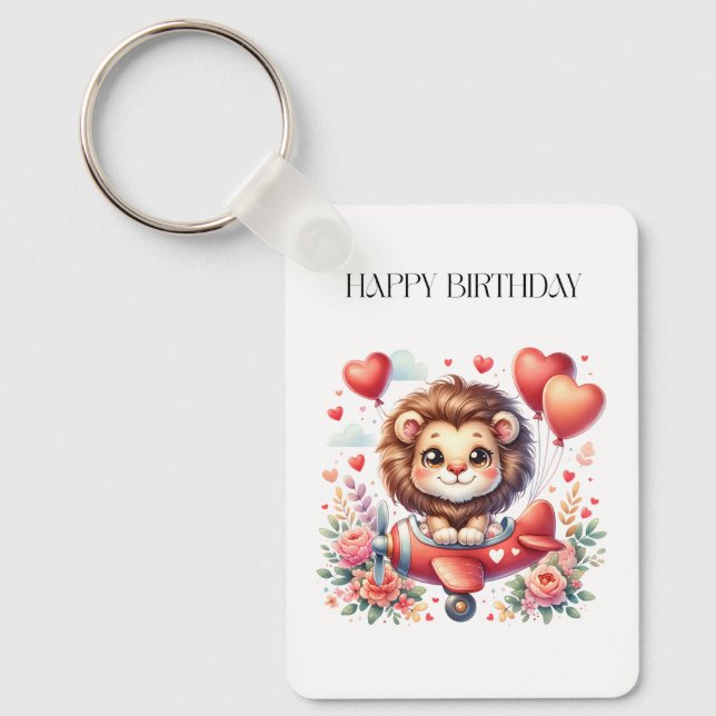 Flying Lion Birthday Keychain (Front)