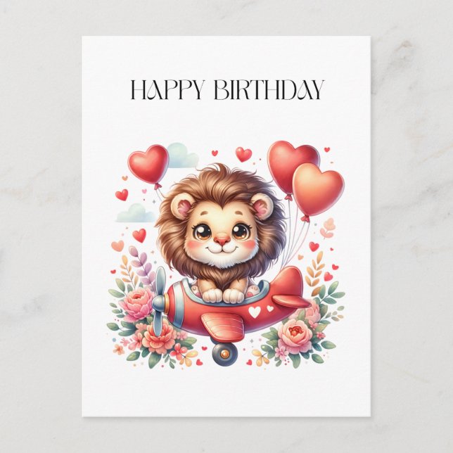 Flying Lion Birthday Postcard (Front)