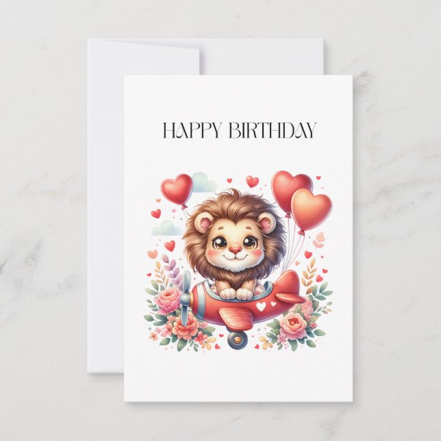 Flying Lion Birthday RSVP Card (Front)