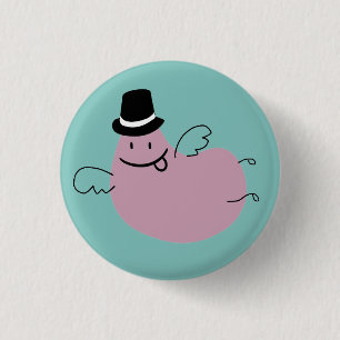 Flying little pink bean  1 inch round button
