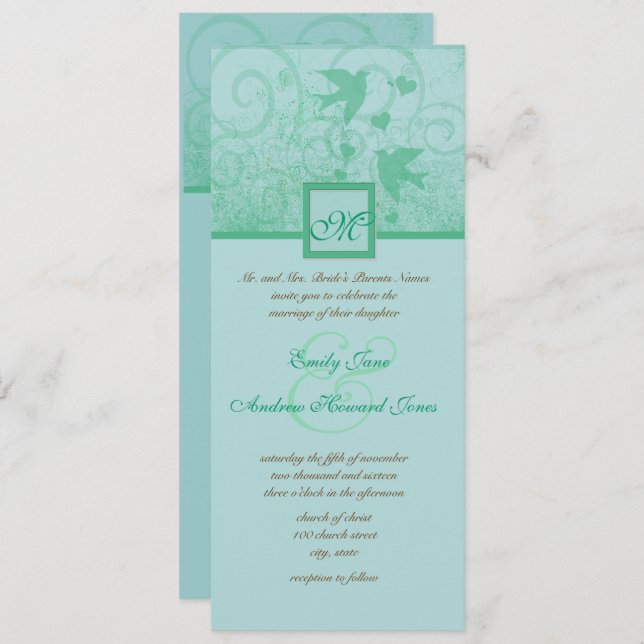 Flying Love Birds Wedding Invitation (Front/Back)