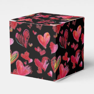Flying Love Hearts on Black Paper Box