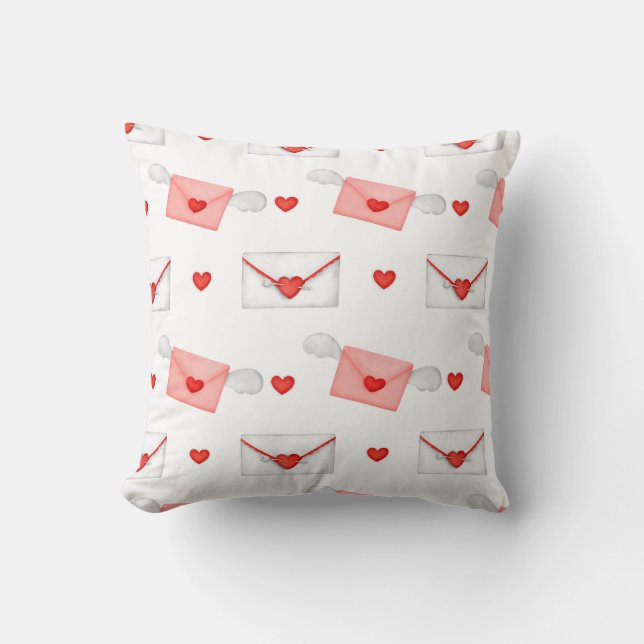 Flying Love Letters Pattern Throw Pillow (Front)