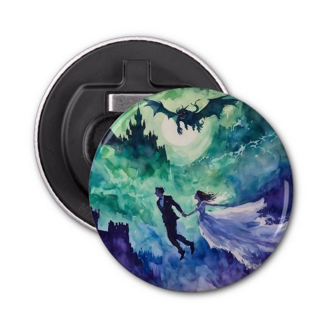 Flying Lovers - Watercolor Painting Bottle Opener (Front)