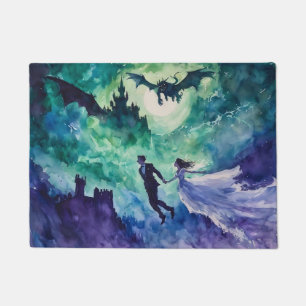 Flying Lovers - Watercolor Painting Doormat