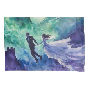 Flying Lovers - Watercolor Painting Pillowcase