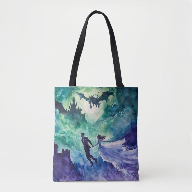 Flying Lovers - Watercolor Painting Tote Bag (Front)