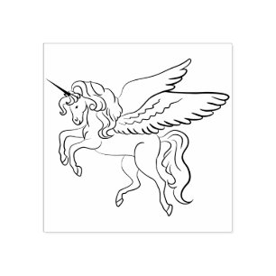 Flying Magical unicorn Rubber Stamp