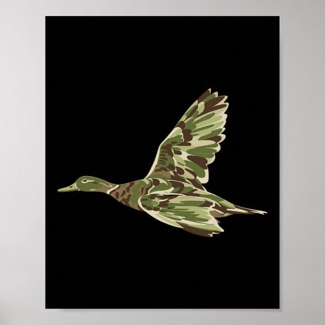 Flying Mallard Duck Camouflage Camo Duck Hunting C Poster (Front)
