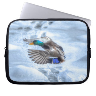 Flying Mallard Duck Drake 3 Wildlife Photo Laptop Sleeve