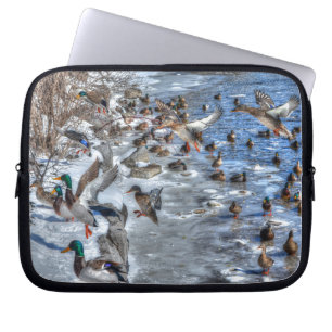 Flying Mallard Ducks Wildlife Gift Laptop Sleeve