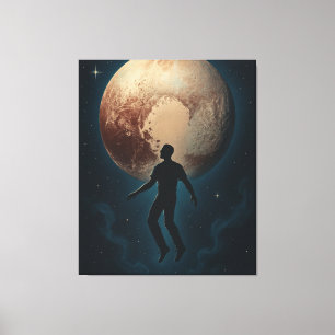 Flying Man Over Pluto Canvas Print