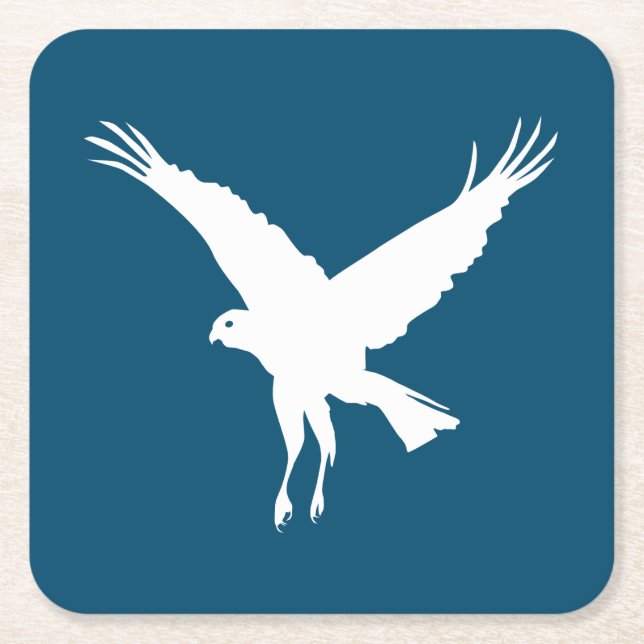 Flying marsh harrier square paper coaster (Front)