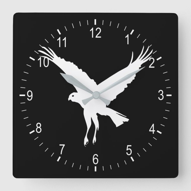 Flying marsh harrier square wall clock (Front)