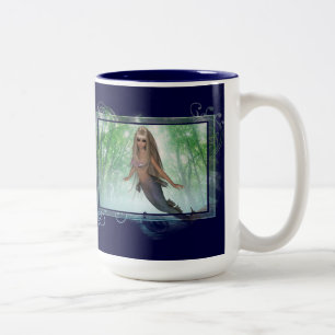 Flying Mermaid out of Water Design ~ Fantasy Two-Tone Coffee Mug