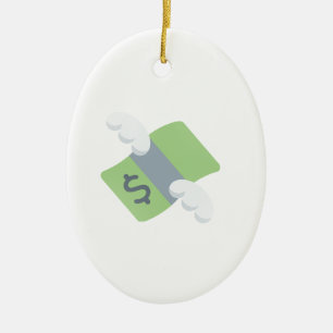 flying money emoji ceramic ornament