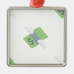 flying money emoji metal ornament