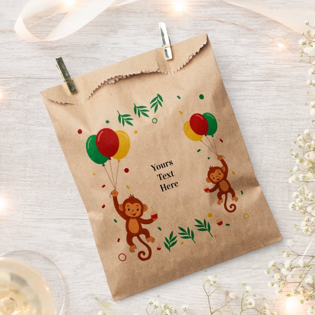 Flying Monkey Balloon Favour Bag (Clipped)