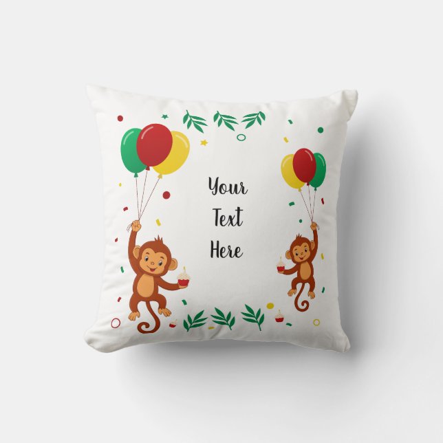 Flying Monkey Balloon Throw Pillow (Front)