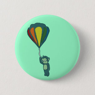 flying monkey : hot air balloon 2 inch round button