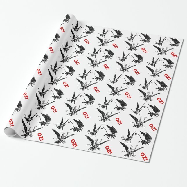 Flying Monkey! Tin Man Wizard of Oz Wrapping paper (Unrolled)