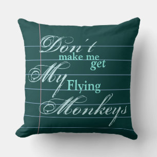 "Flying Monkeys" Snarky, but beautiful, Note Paper Throw Pillow
