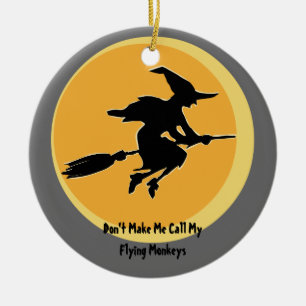 Flying Monkeys Witch (customizable) Ceramic Ornament